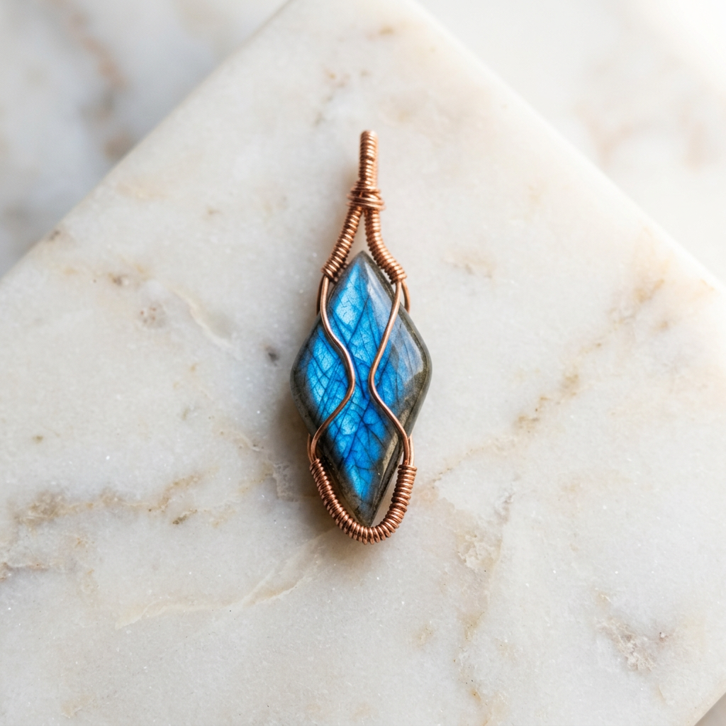 Copper Handwrapped Labradorite Pendant Necklace