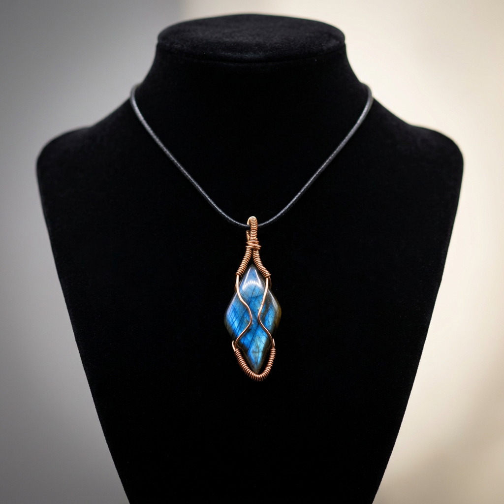 Copper Handwrapped Labradorite Pendant Necklace