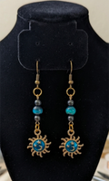 Starburst Earrings with Hematite & Blue Beads