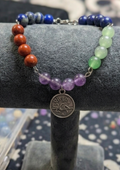Handcrafted Virgo Charm Chain Bracelet with Multi Natural Stone Beads