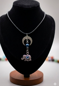 Crescent Moon Evil Eye Elephant Charm Necklace