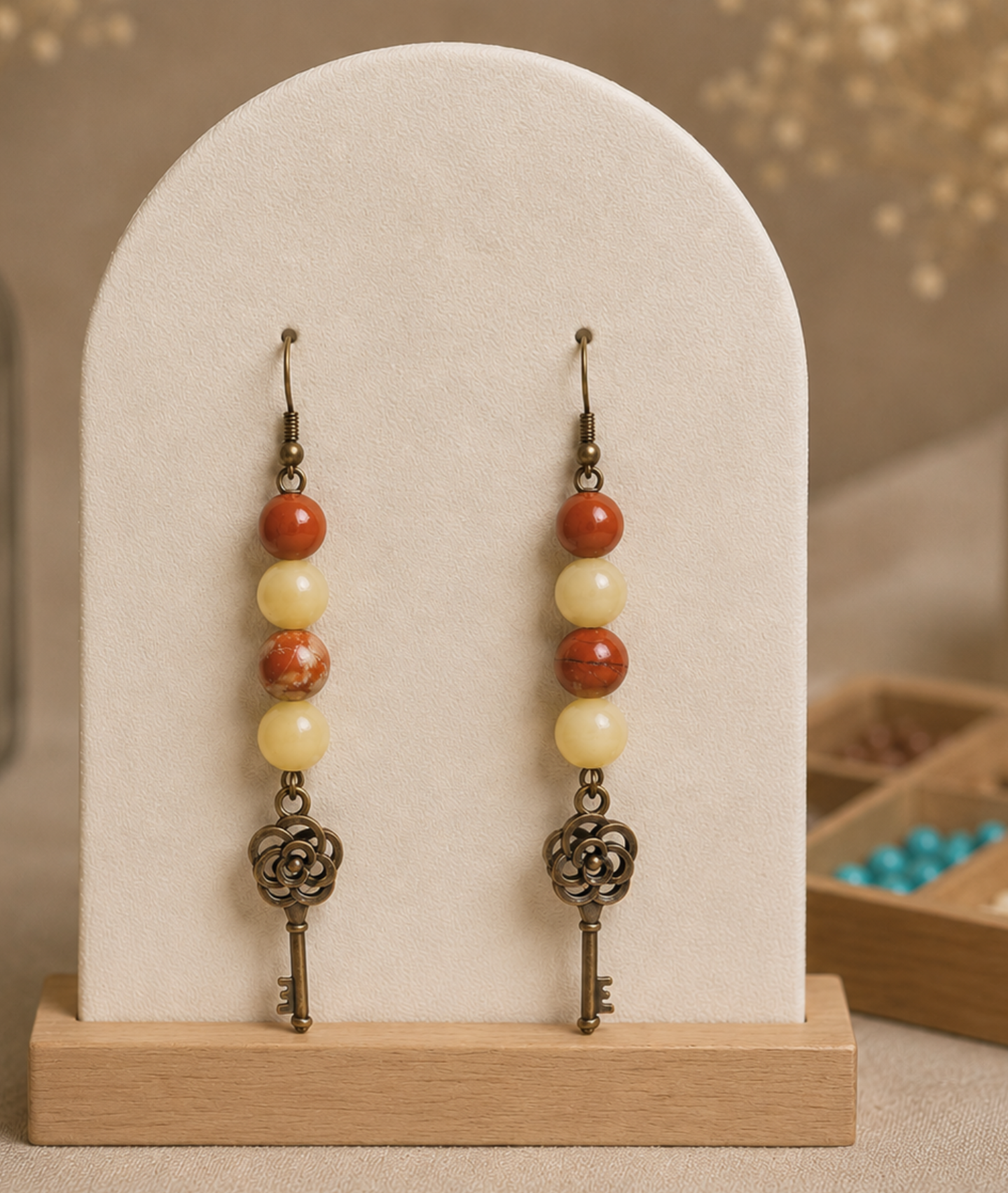 Rose Key Earrings