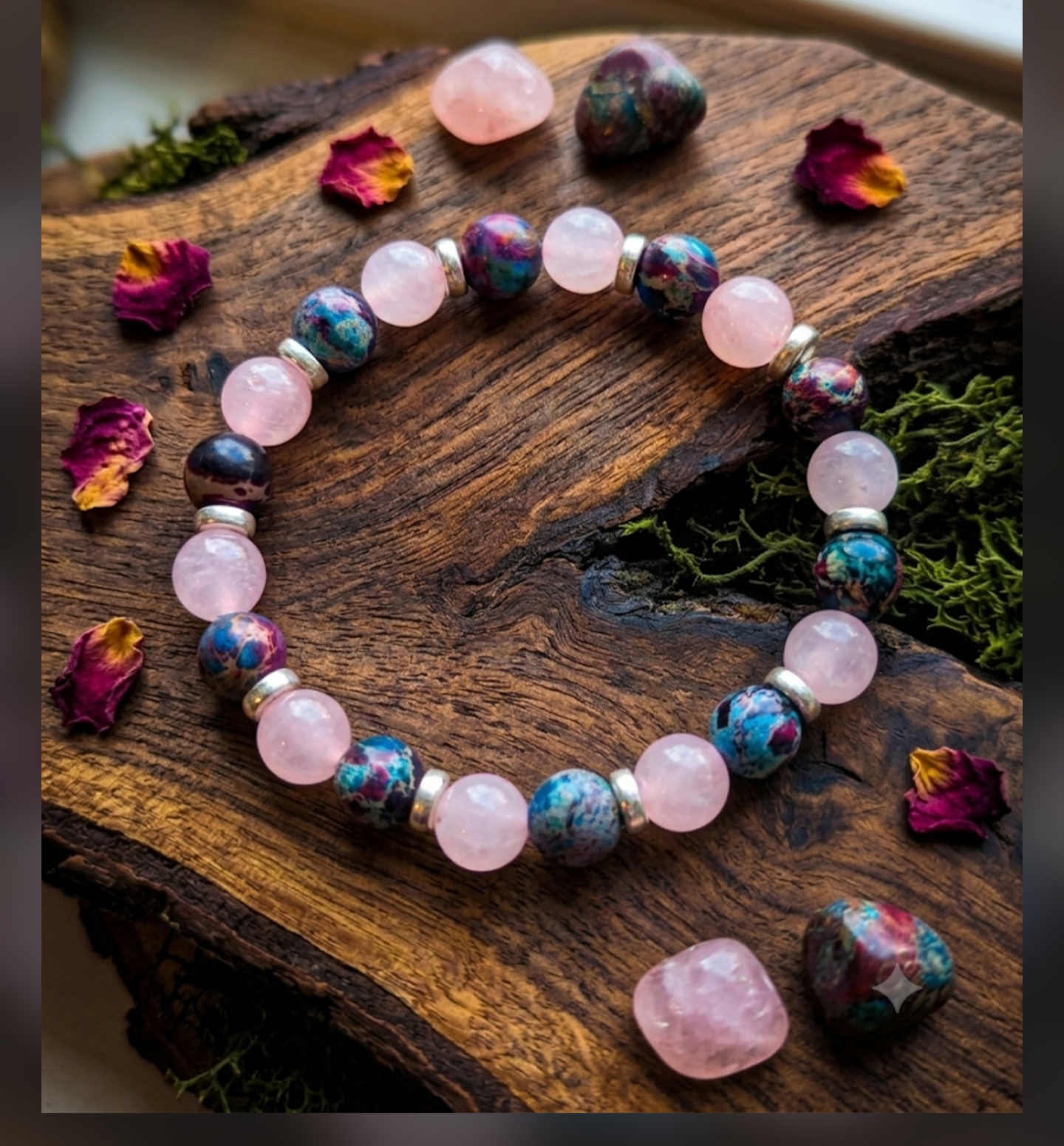 Rose Quartz & Imperial Jasper Stretch Bracelet