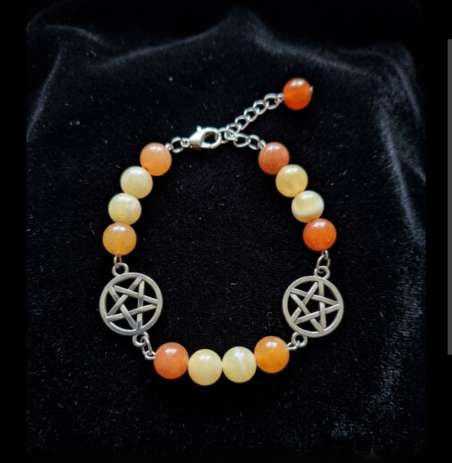 Double Pentacle Bracelet — Carnelian & Gold Tone