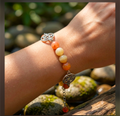 Double Pentacle Bracelet — Carnelian & Gold Tone