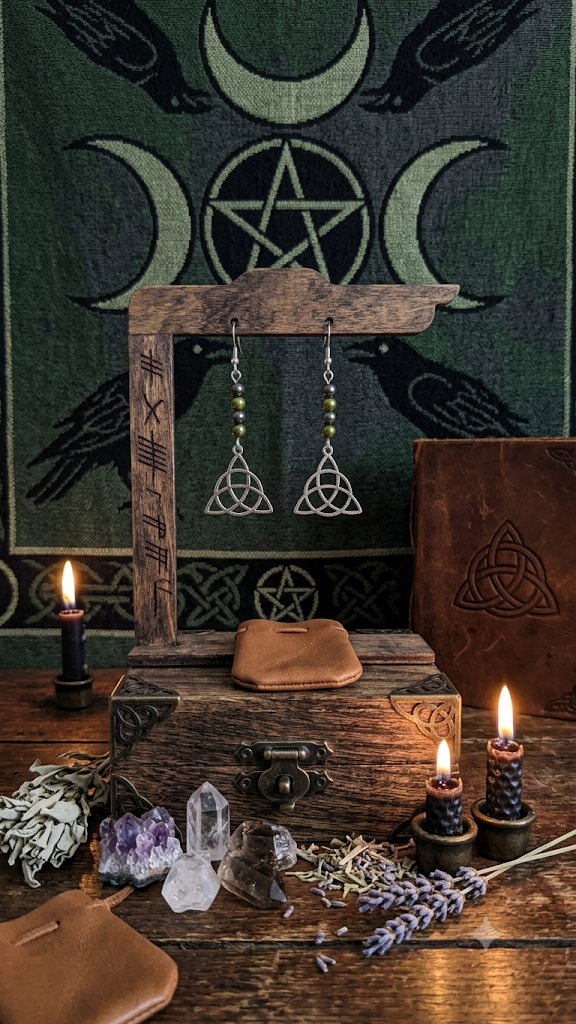 Triquetra Green & Hematite Earrings
