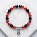 red jade and black onyx beaded bracelet